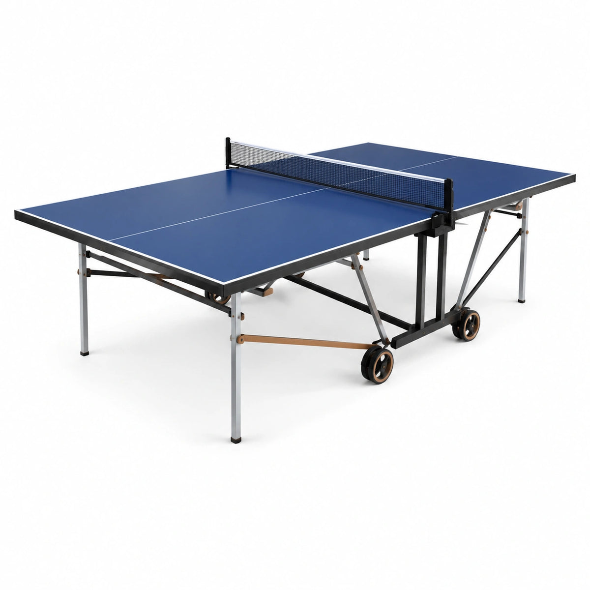 Mesa de ping-pong plegable azul de MDF y acero 274x152.5x76 cm